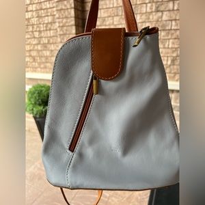 Baby blue Italian leather bag